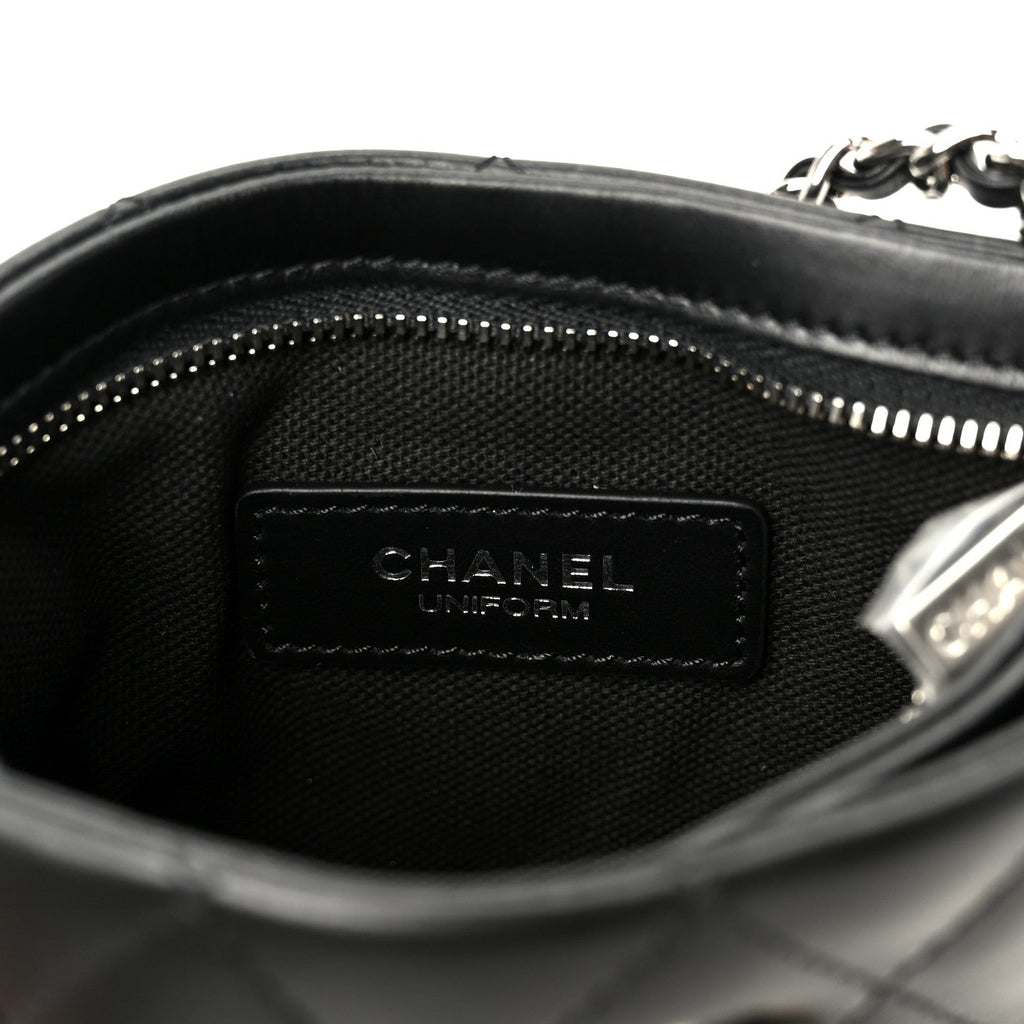 Chanel Lambskin Quilted Uniform Crossbody Bag Black