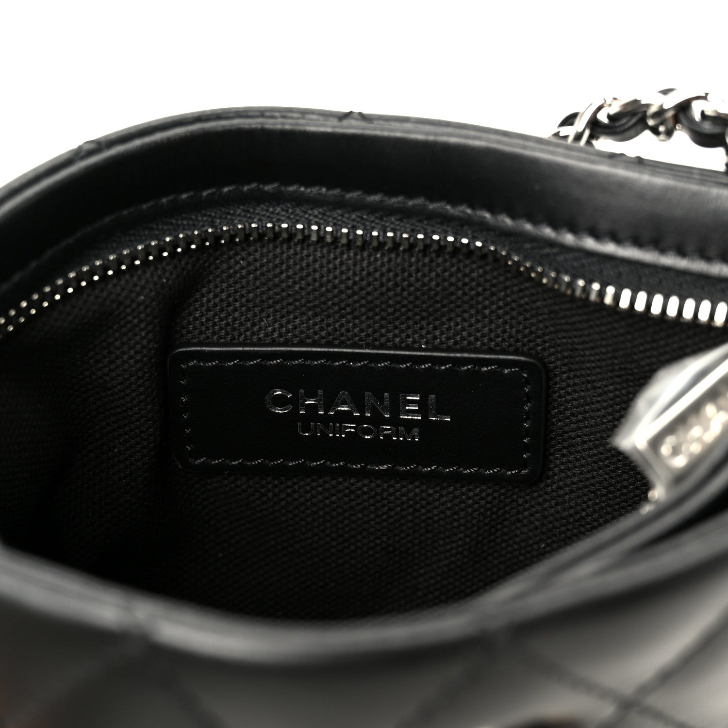Chanel Lambskin Quilted Uniform Crossbody Bag Black