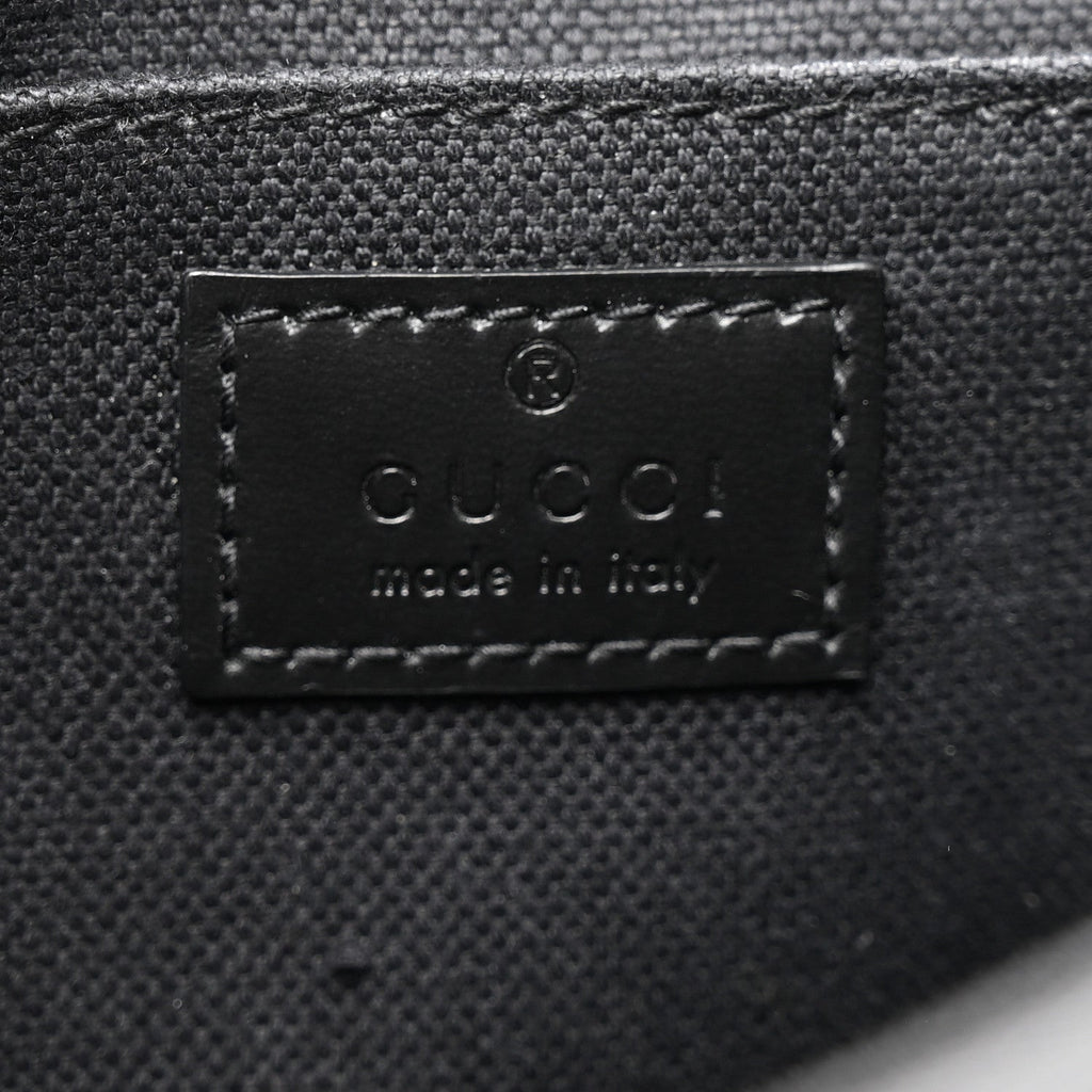 Gucci GG Supreme Monogram Textured Dollar Calfskin Retro Interlocking G Flap Messenger Bag Black