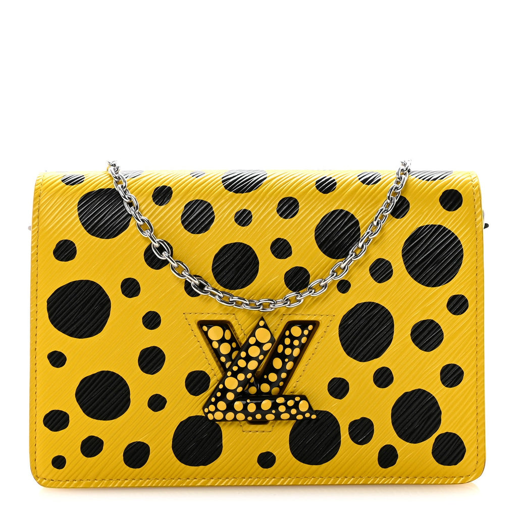 Louis Vuitton LV x YK Epi Infinity Dots Twist Belt Chain Wallet Yellow Black