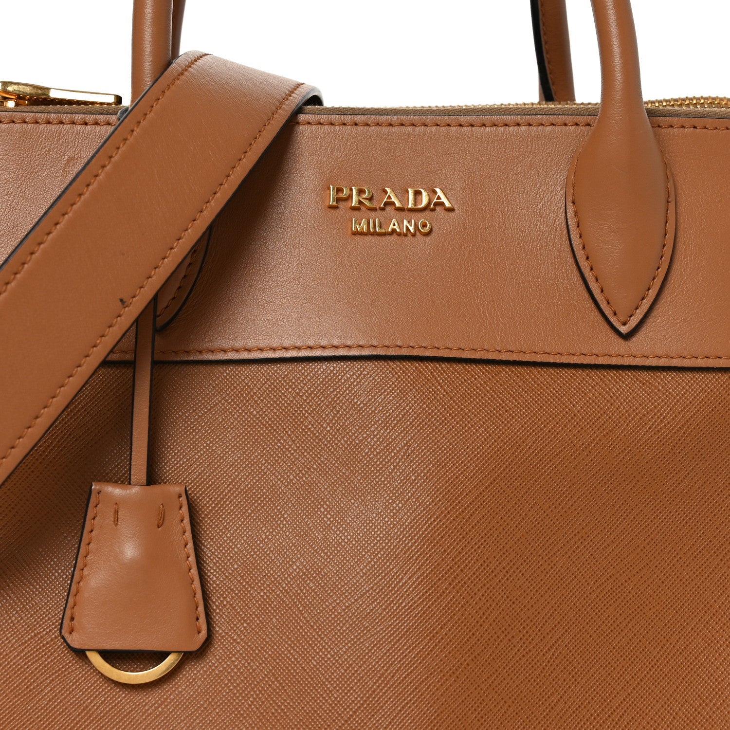 Prada Saffiano City Calf Medium Esplanade Tote Caramel