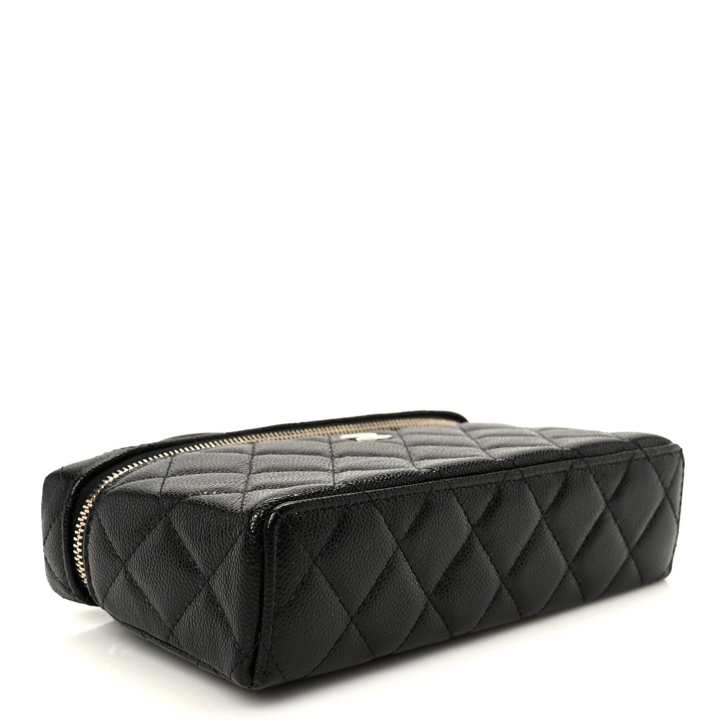 Chanel Caviar Quilted Top Handle Slim Vanity With Chain Black