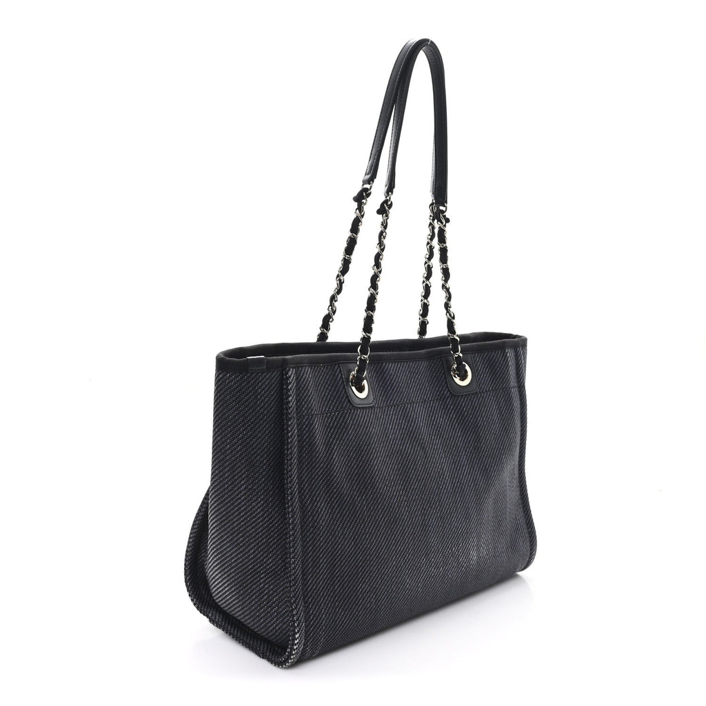 Chanel Mixed Fibers Calfskin Small Deauville Tote Black