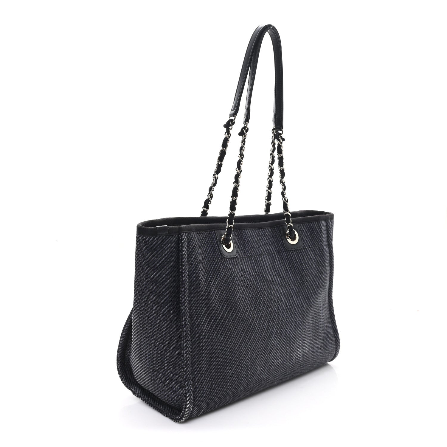 Chanel Mixed Fibers Calfskin Small Deauville Tote Black
