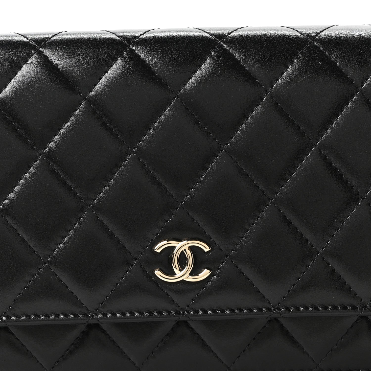 Chanel Calfskin Quilted Maxi Pearl Wallet On Chain WOC Black