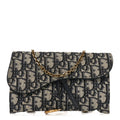 Christian Dior Oblique Small Saddle Chain Pouch Blue