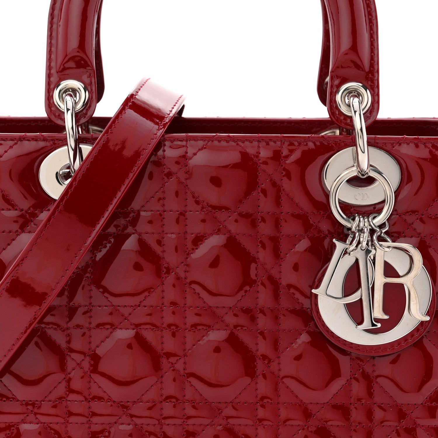 Christian Dior Patent Cannage Medium Lady Dior Red