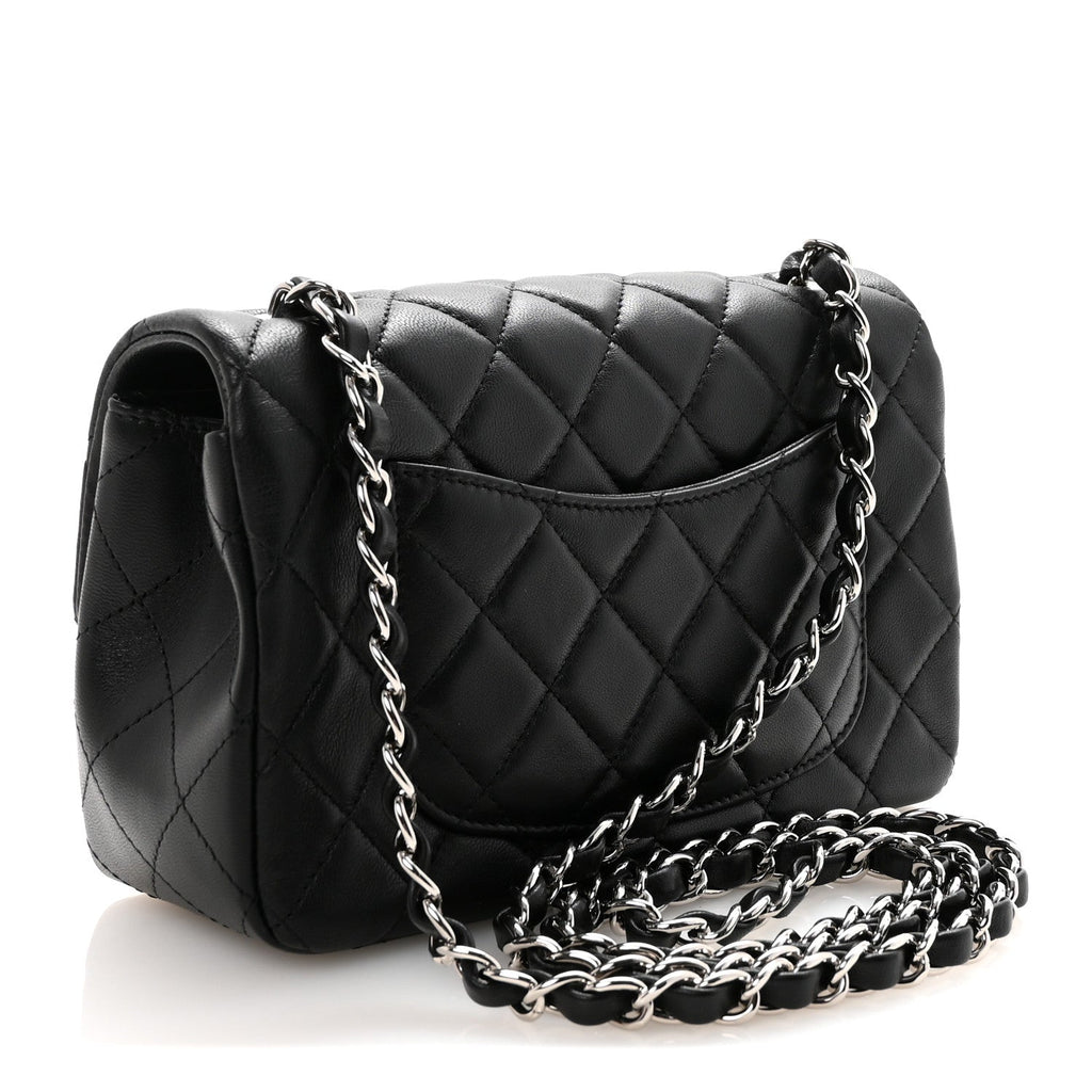 Chanel Lambskin Quilted Mini Rectangular Flap Black