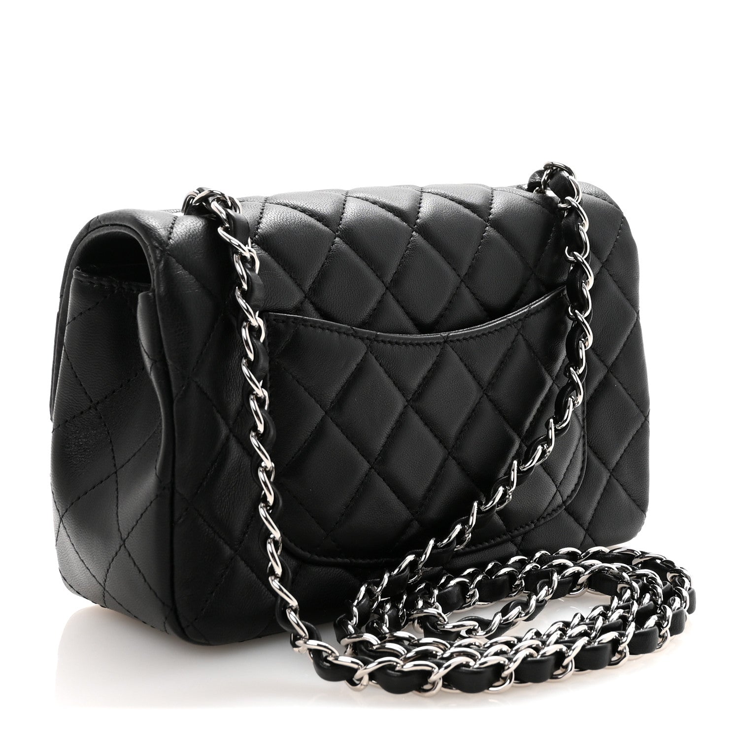 Chanel Lambskin Quilted Mini Rectangular Flap Black