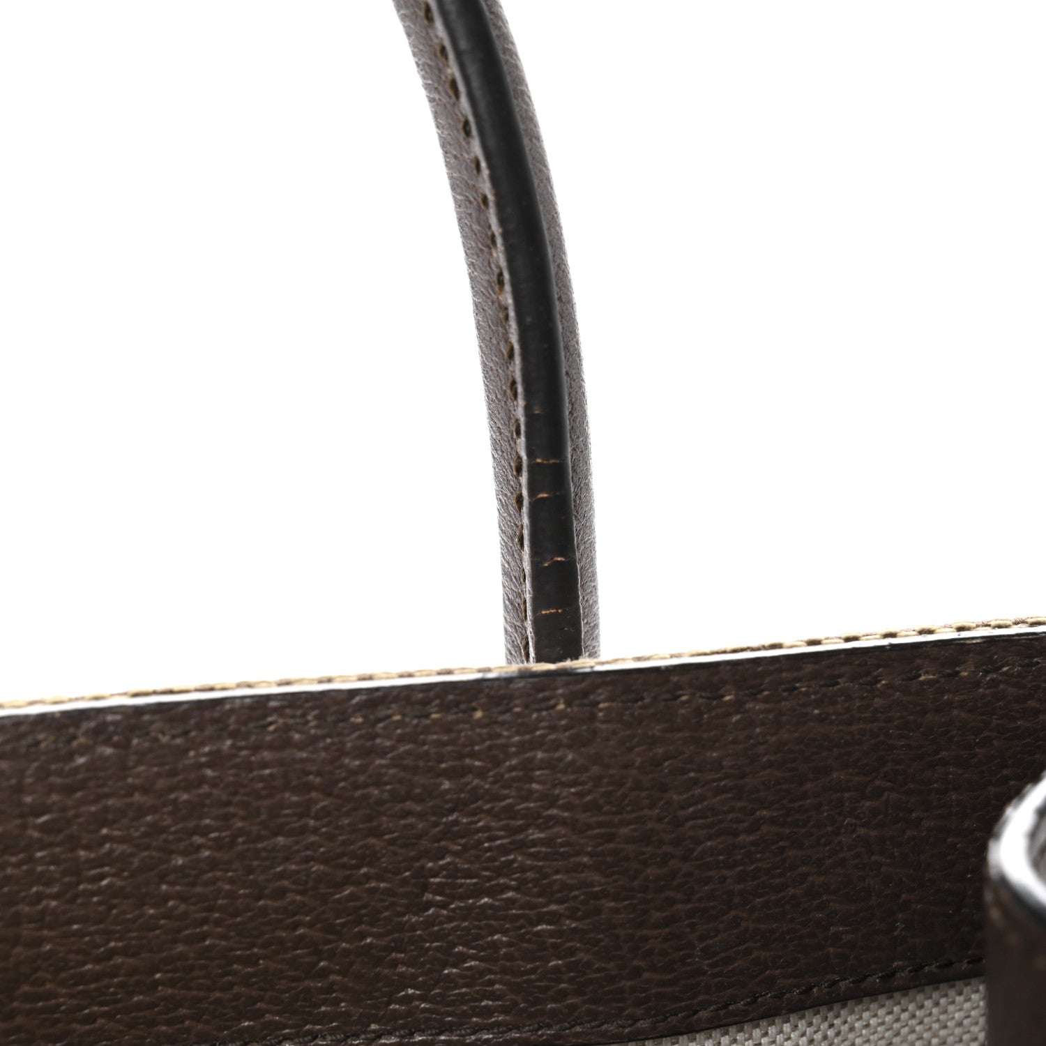 Gucci Monogram Jumbo GG Textured Dollar Calfskin Web Small Tote Bag Camel Ebony New Acero