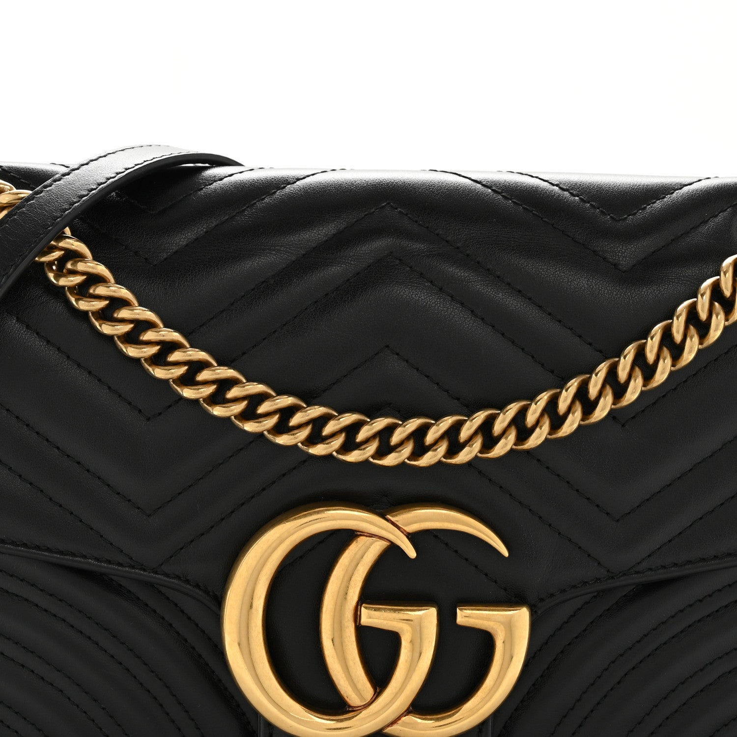 Gucci Calfskin Matelasse Medium GG Marmont Shoulder Bag Black