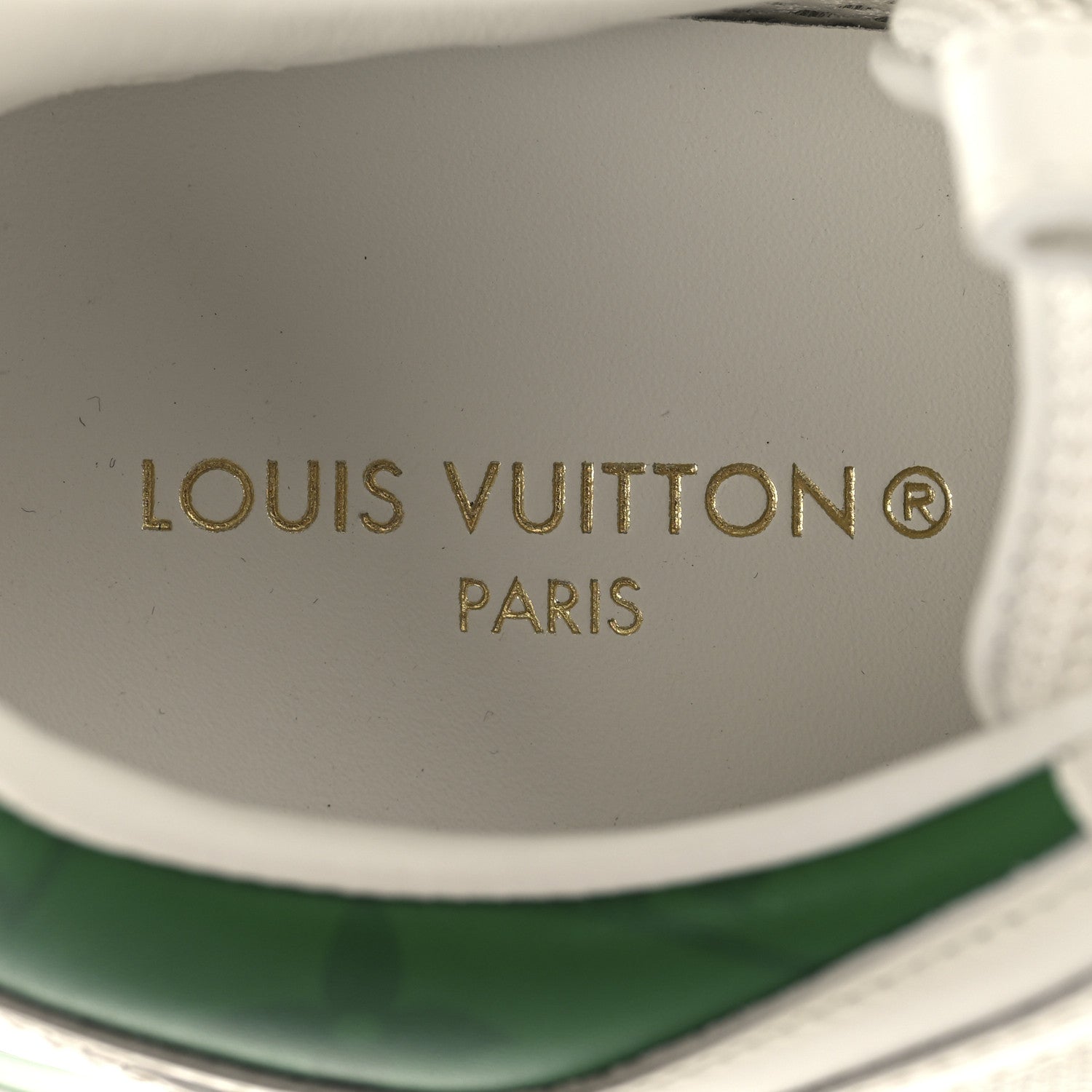 Louis Vuitton Calfskin Monogram Run Away Sneakers 36 White Green