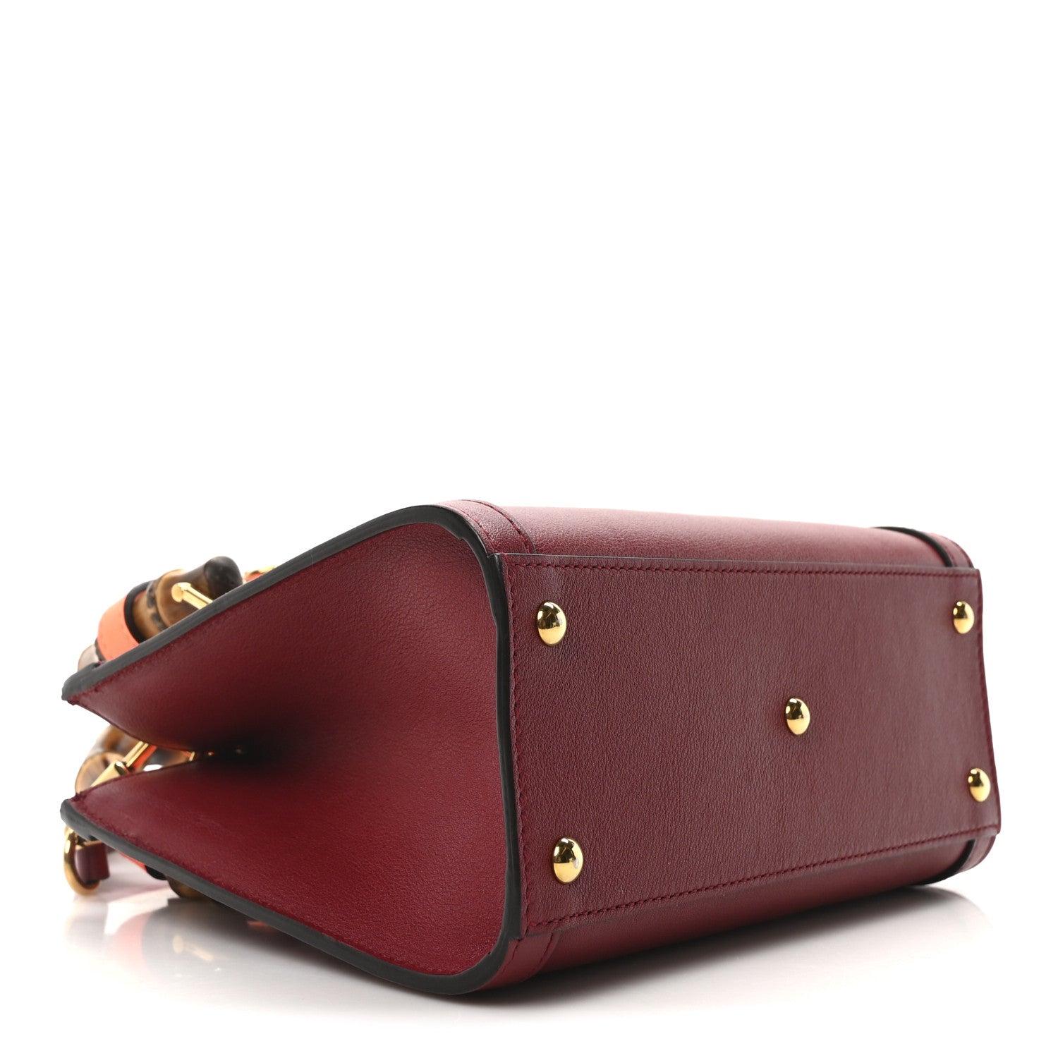 Gucci Wonka Grain Calfskin Mini Diana Tote Bag Dark Red Orange Fluo