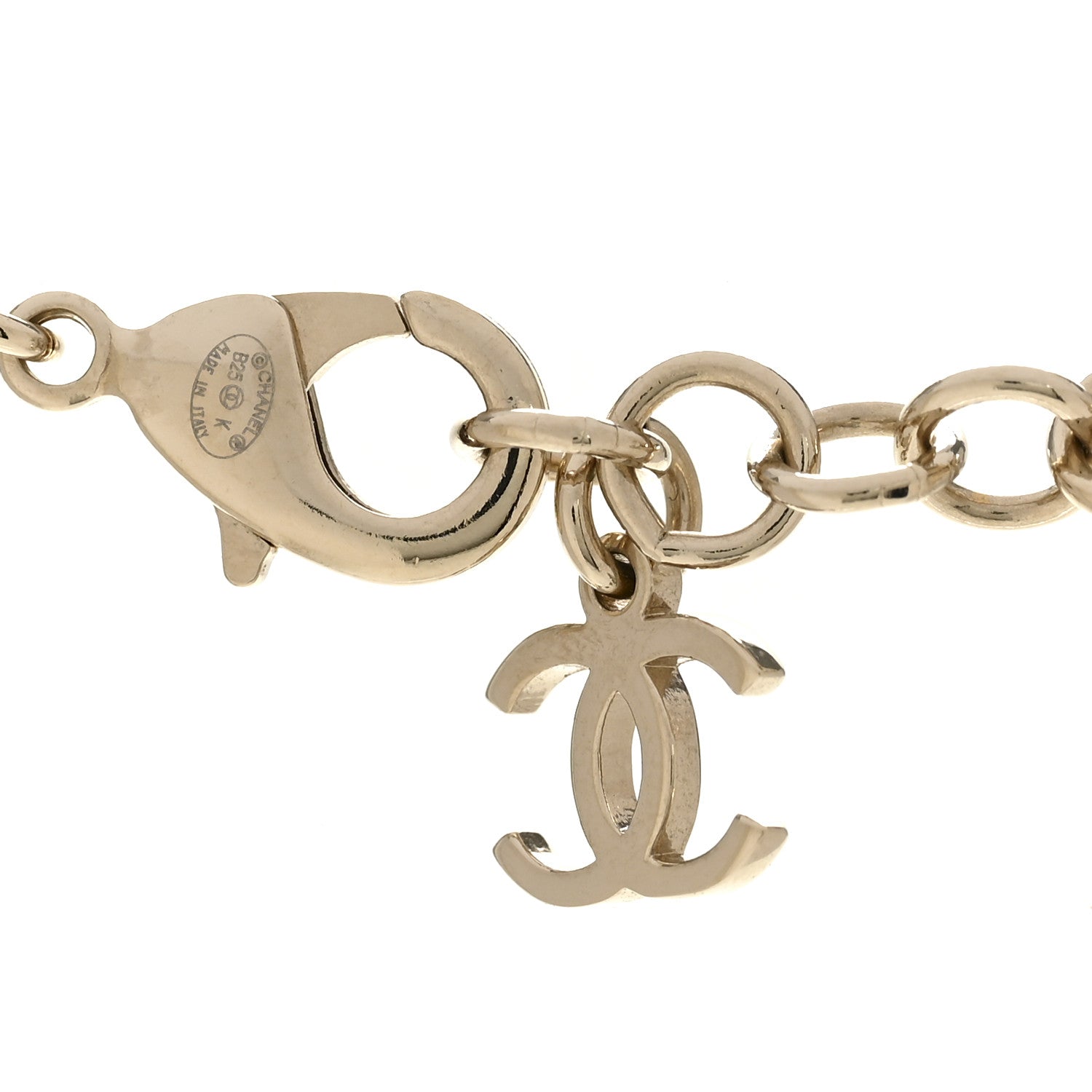 Pearl Crystal CC Bow Necklace Gold
