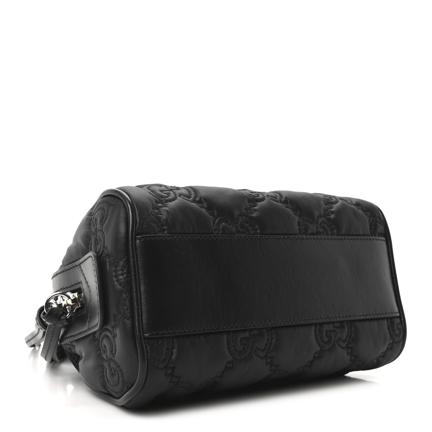 Gucci Nylon Calfskin Enamel GG Matelasse Mini Bowler Bag Black