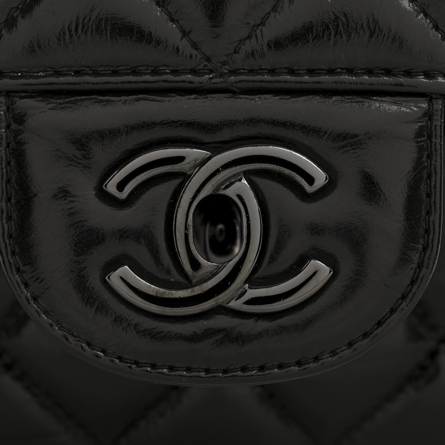 Chanel Shiny Crumpled Calfskin Quilted Jumbo Double Flap So Black