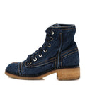 Denim Lace Up Boots 36.5 Navy Blue