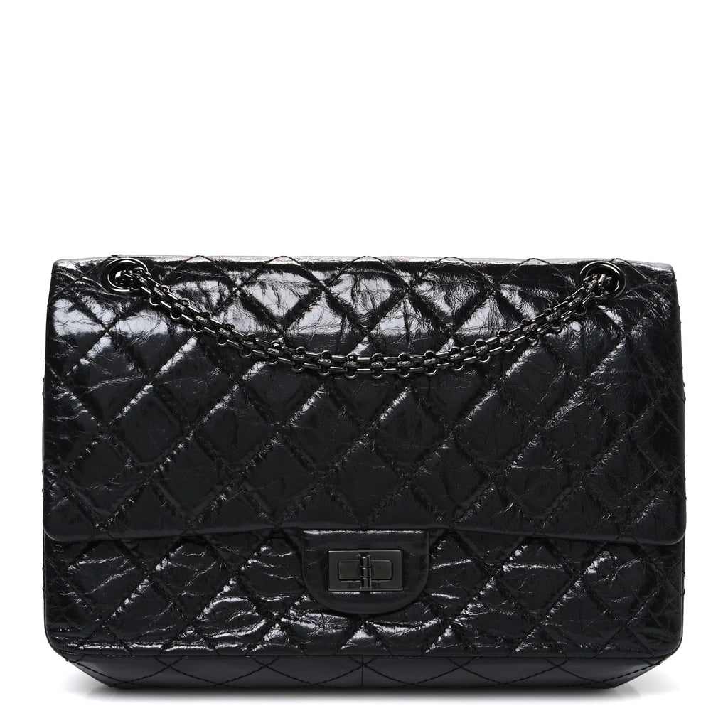 Chanel Metallic Aged Calfskin Quilted 2.55 Reissue 226 Flap So Black