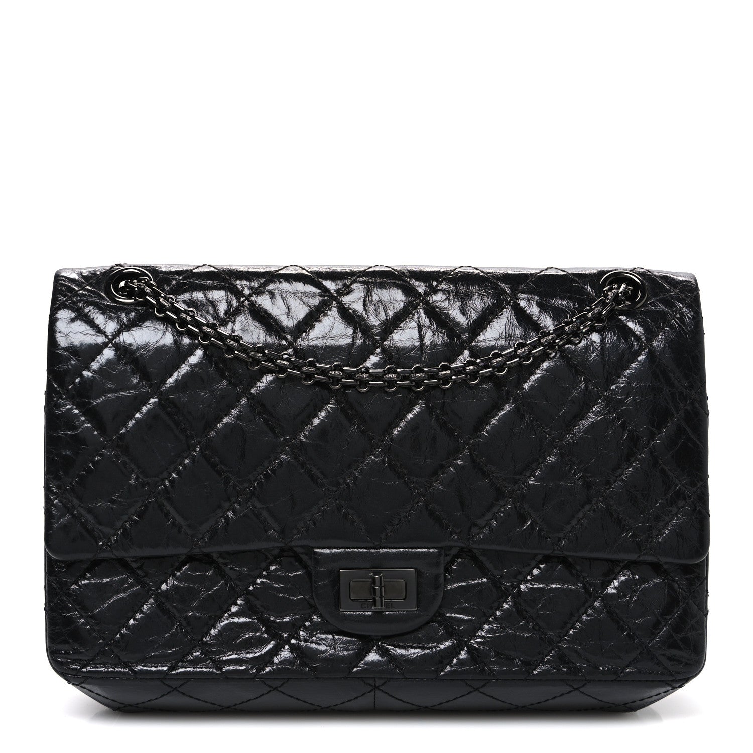 Chanel Metallic Aged Calfskin Quilted 2.55 Reissue 226 Flap So Black