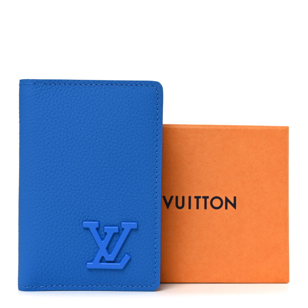 Louis Vuitton Grained Calfskin Aerogram Pocket Organizer Bright Blue