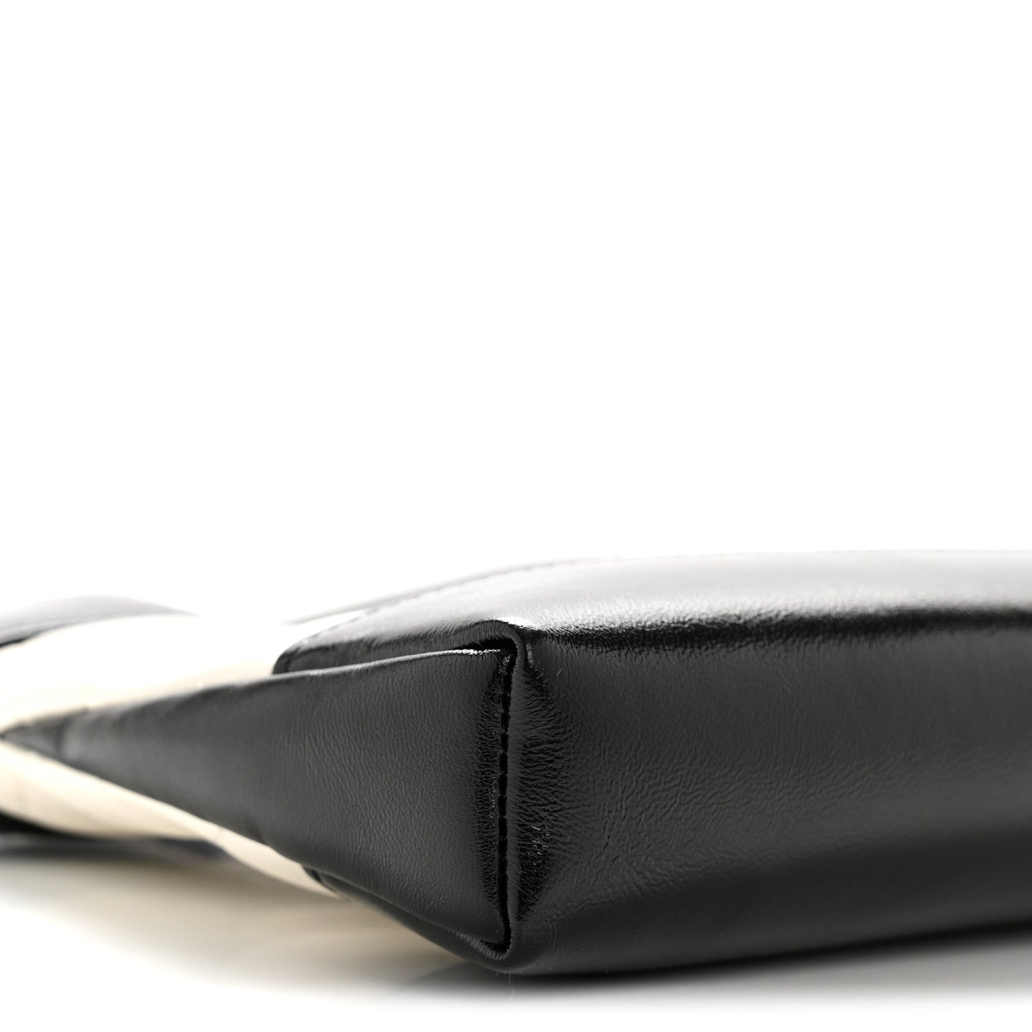 Chanel Shiny Crumpled Calfskin Quilted Nano 31 Shopping Bag White Black