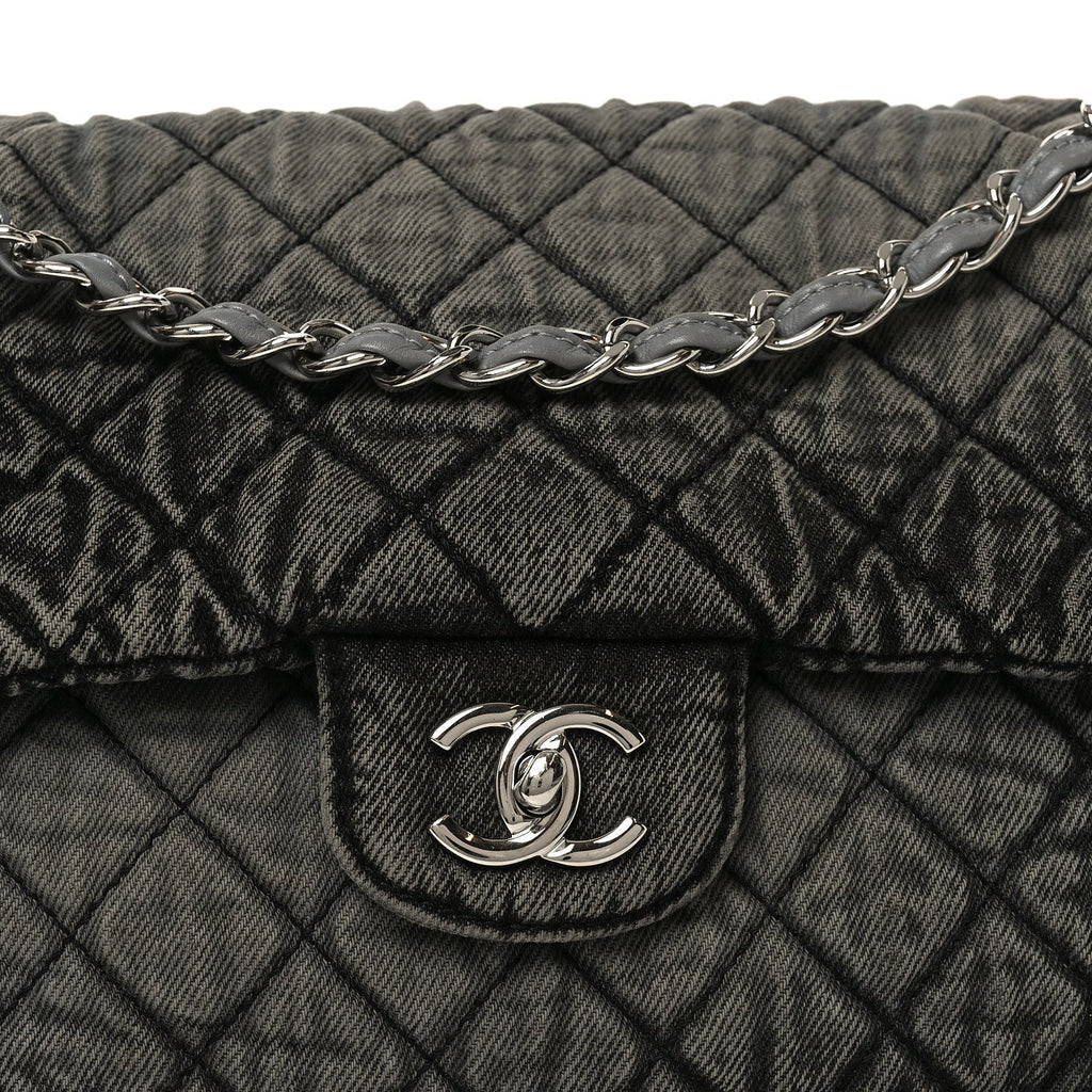 Chanel Denim Quilted Denimpression Flap Grey Black