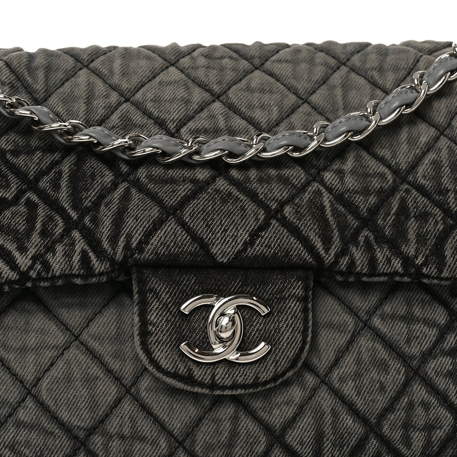 Chanel Denim Quilted Denimpression Flap Grey Black