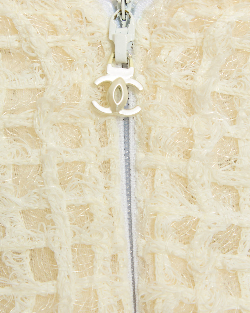Chanel Spring-Summer 2012 Cream, Black Simple Strap Organza Check Dress Size FR 36 (UK 8)