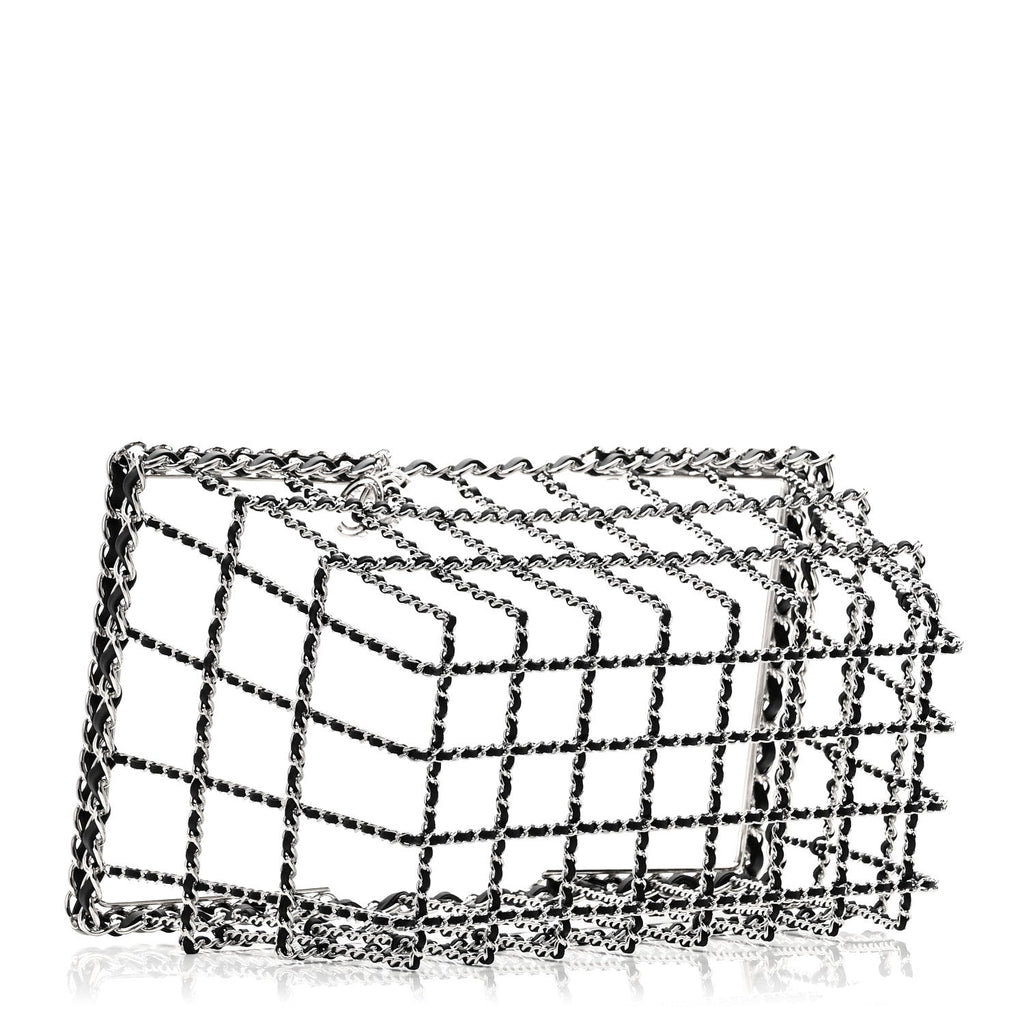 Chanel Brass Calfskin Medium Grocery By Chanel Shopping Basket Silver