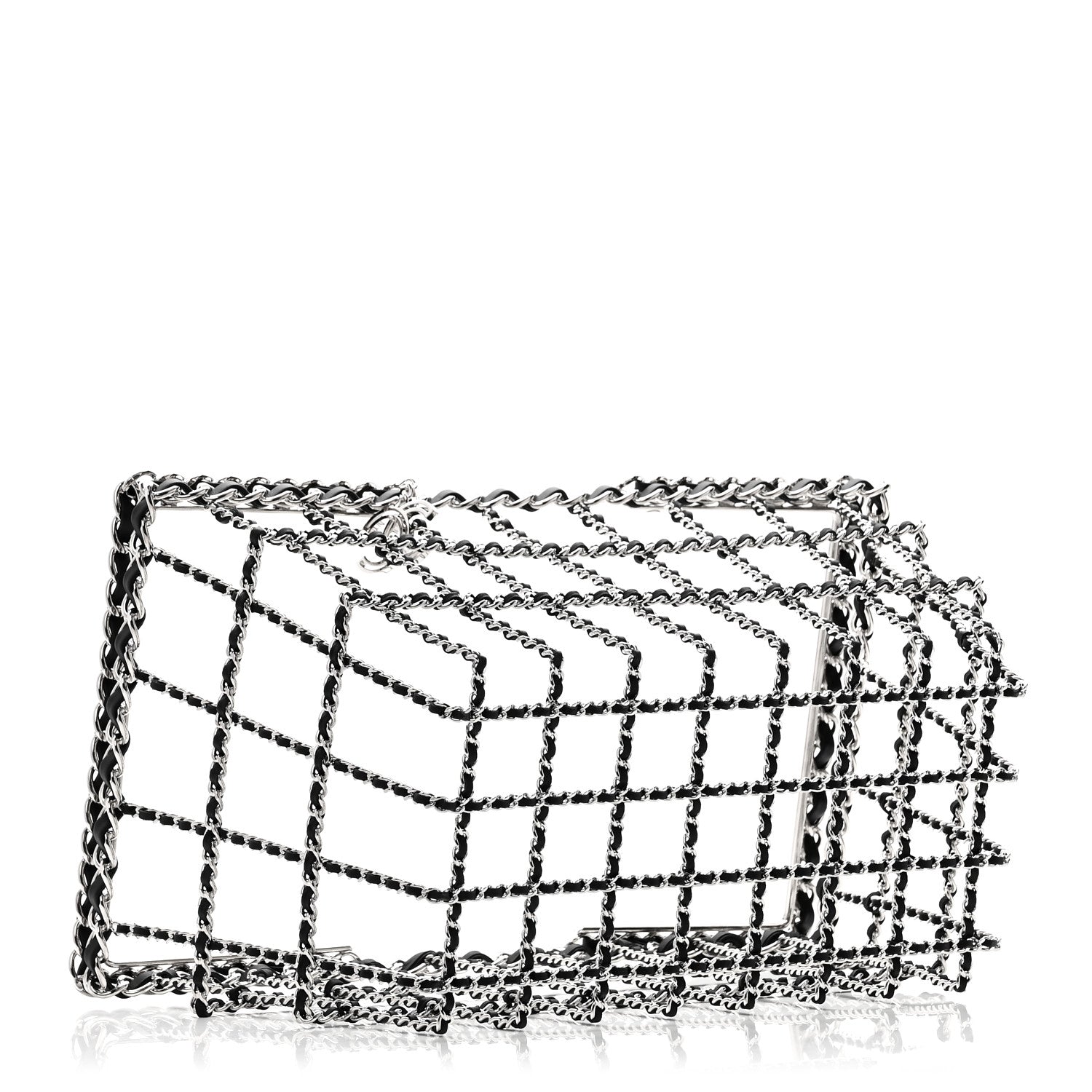 Chanel Brass Calfskin Medium Grocery By Chanel Shopping Basket Silver