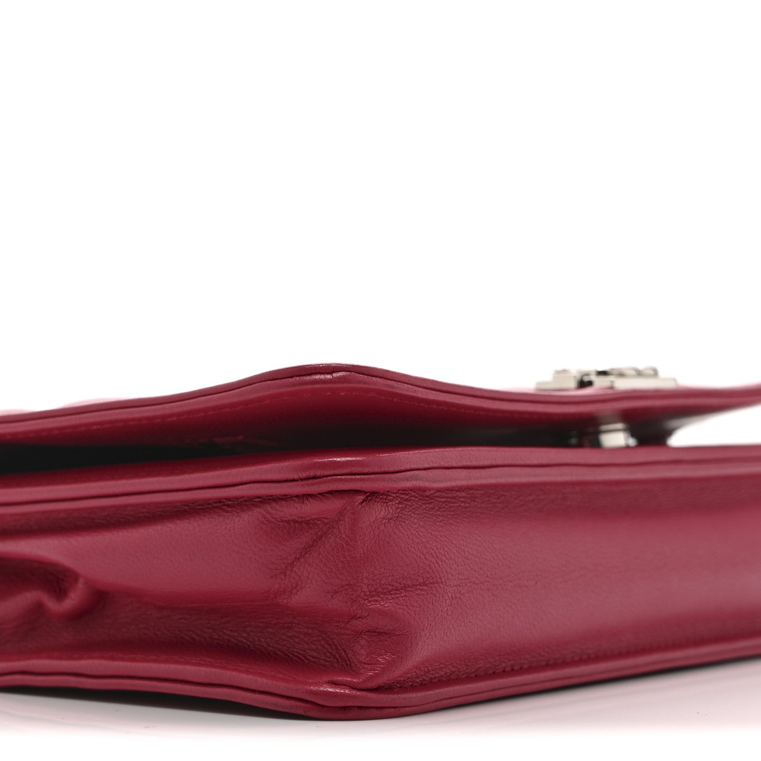 Chanel Lambskin Quilted Boy Wallet On Chain WOC Dark Fuchsia
