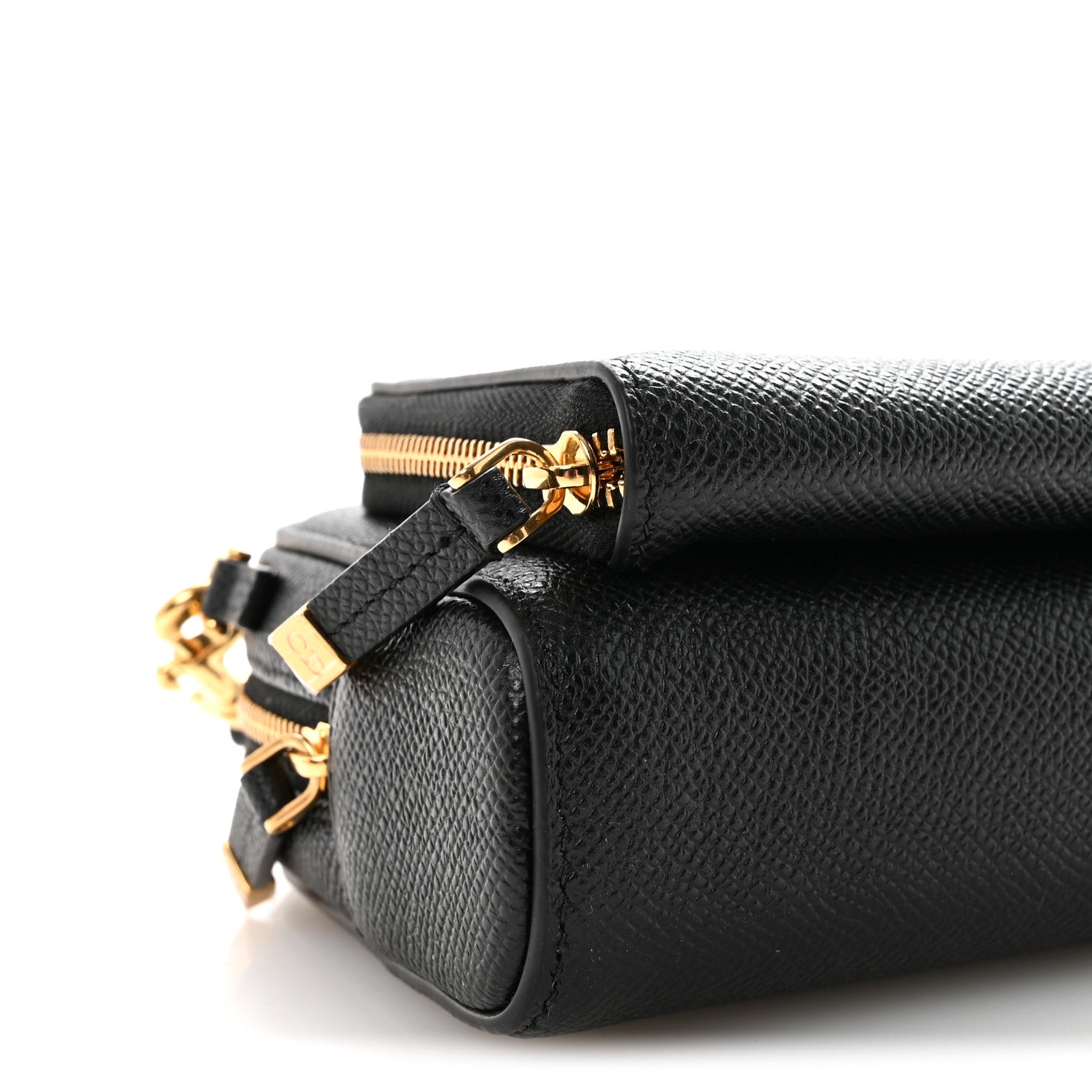 Christian Dior Grained Calfskin Caro Double Pouch Black