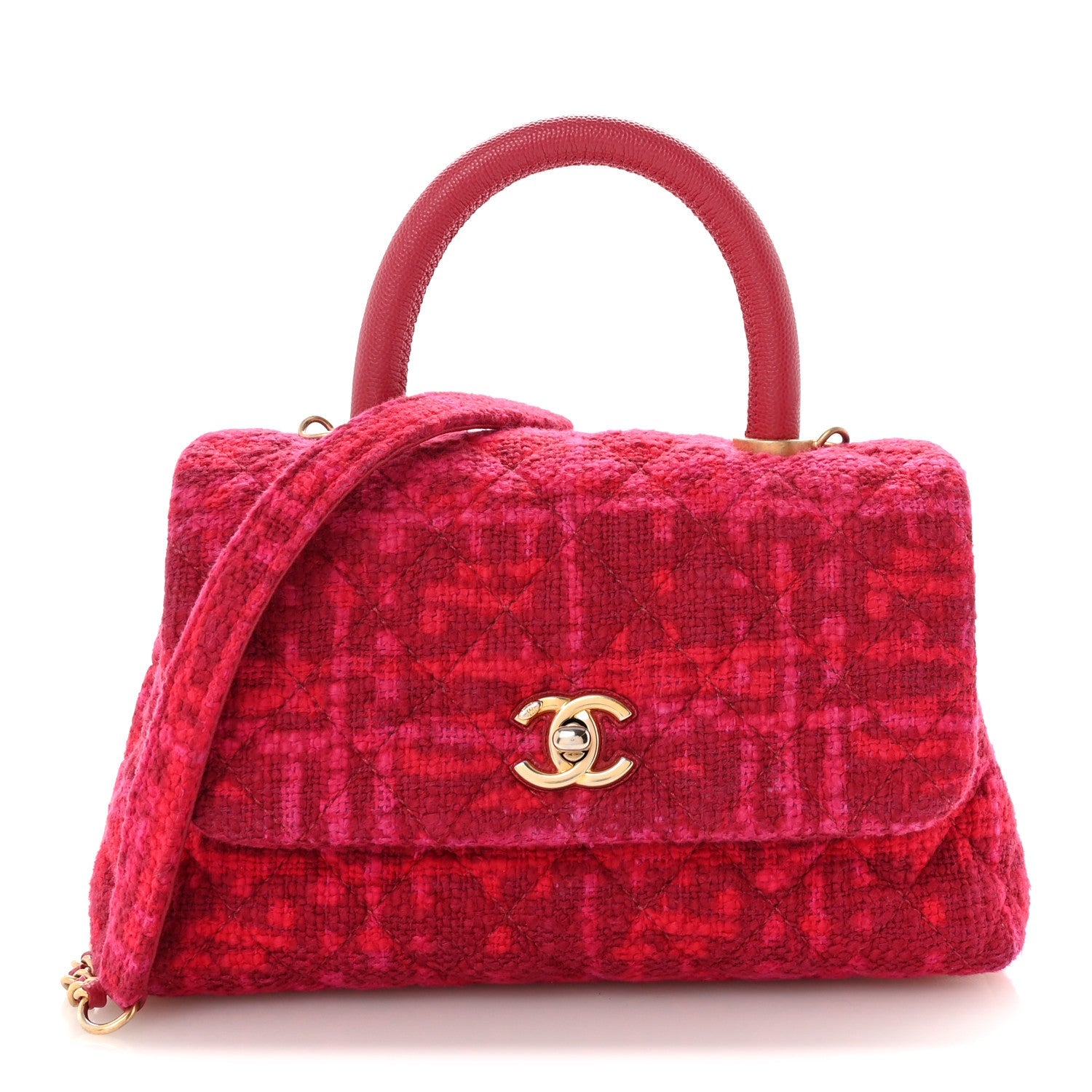 Chanel Tweed Mini Coco Handle Flap Fuchsia