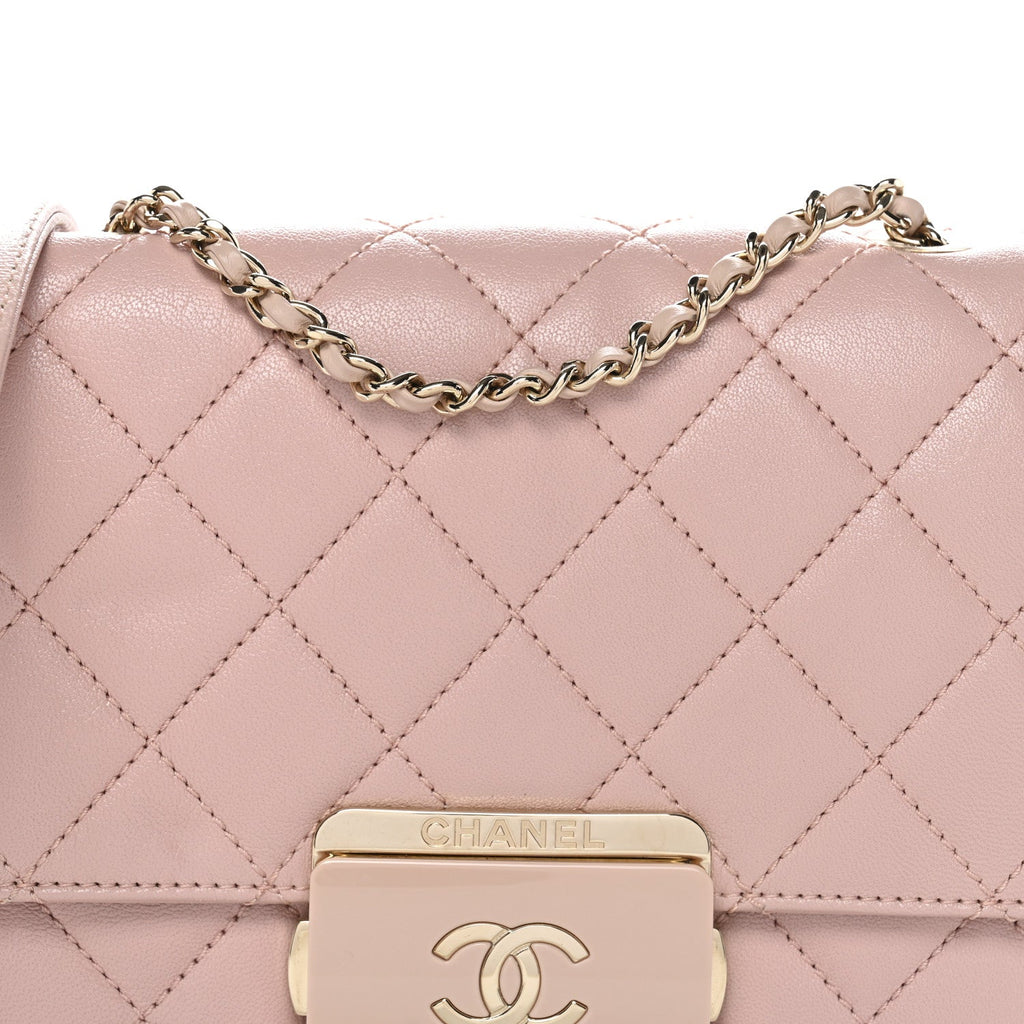 Chanel Sheepskin Quilted Beauty Lock Flap Pink