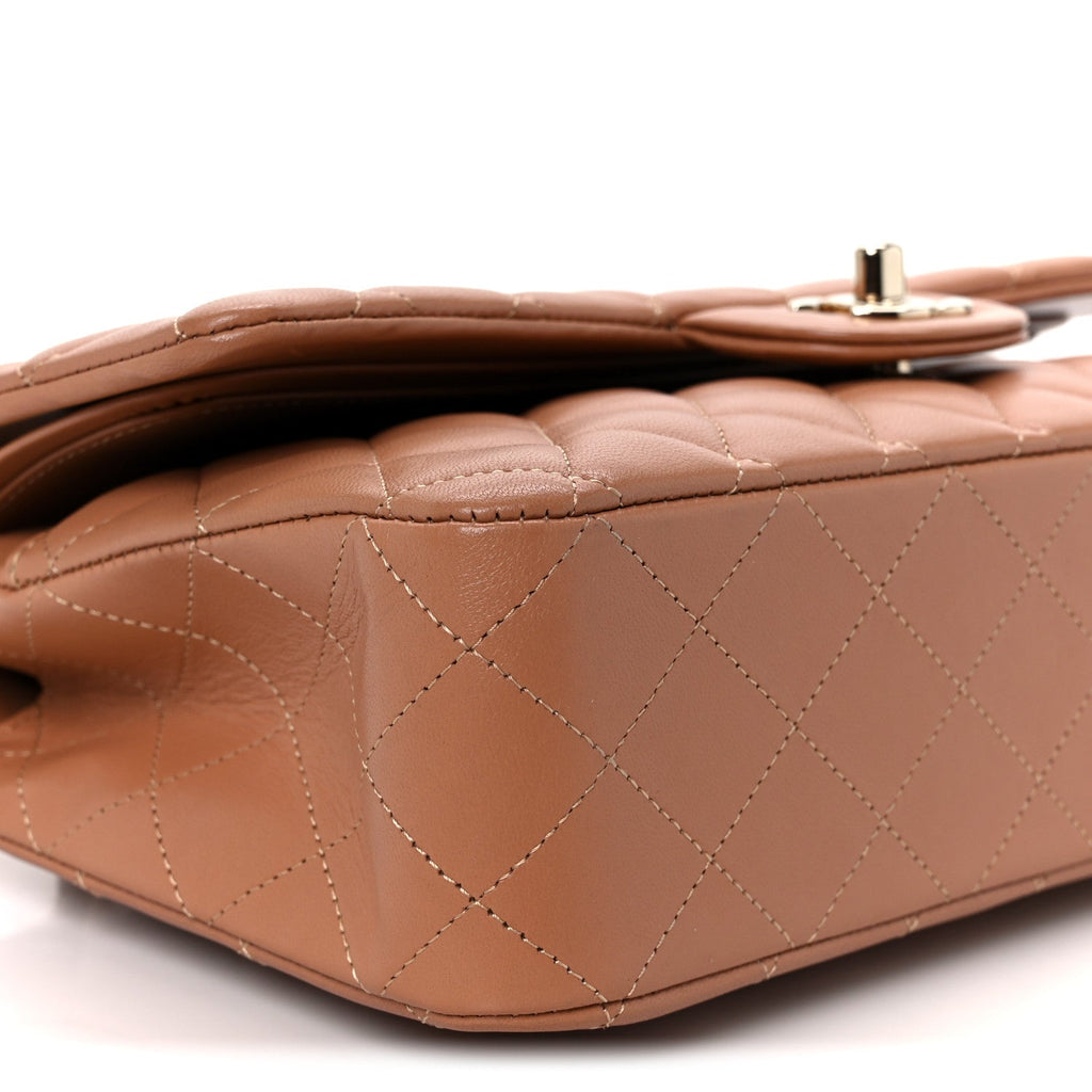 Chanel Lambskin Quilted Medium Double Flap Brown