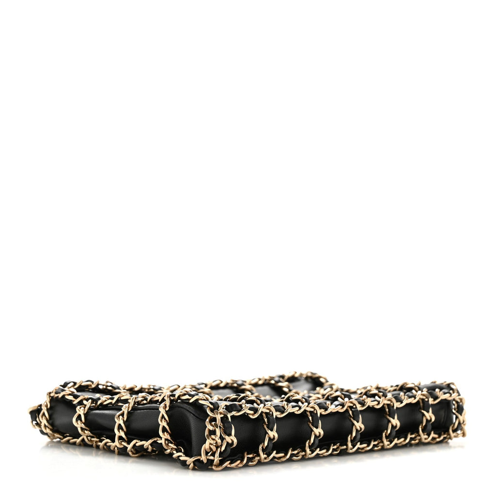 Chanel Lambskin Chain Frame Shoulder Bag Black
