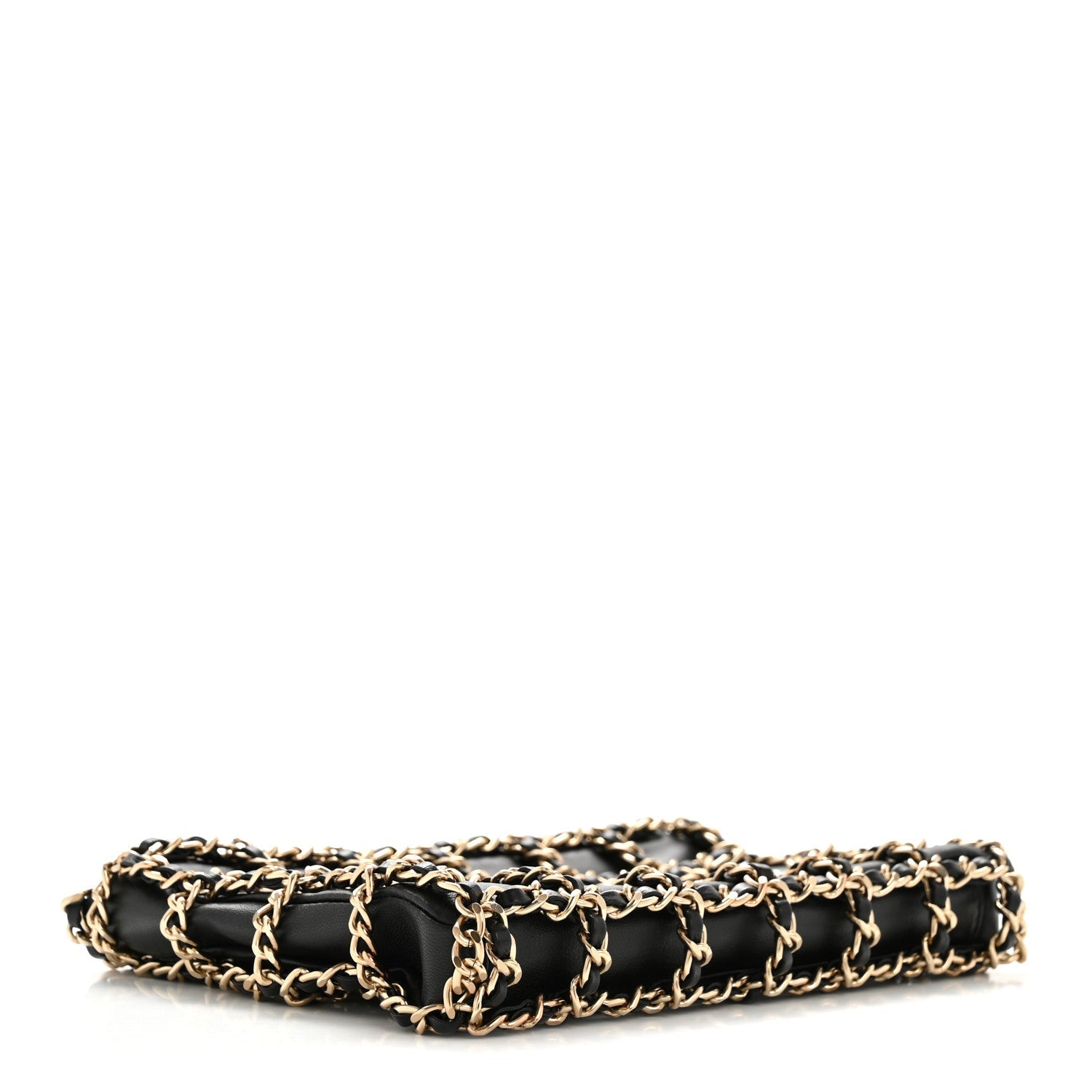 Chanel Lambskin Chain Frame Shoulder Bag Black