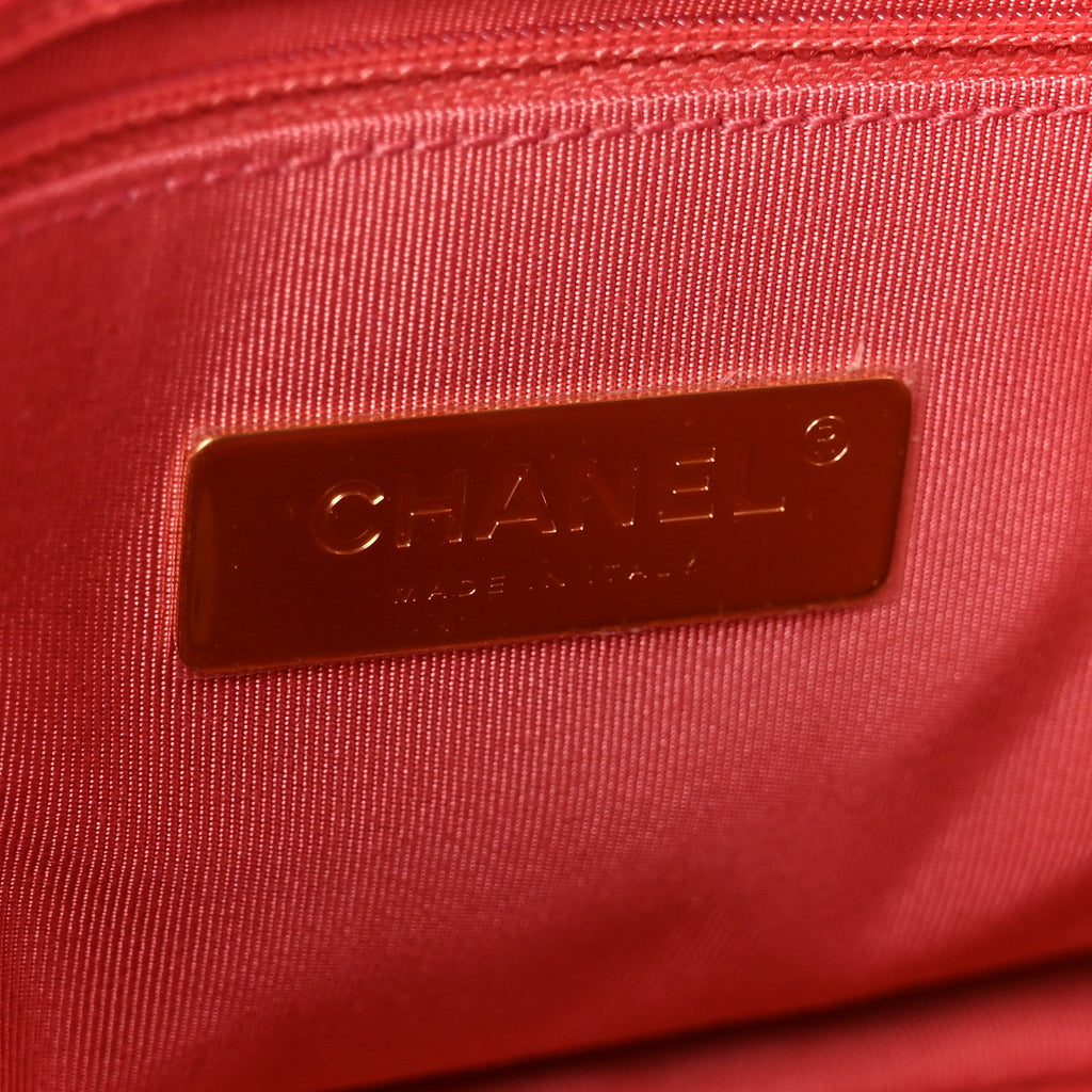 Chanel Sequin Quilted Medium Chanel 19 Flap Coral
