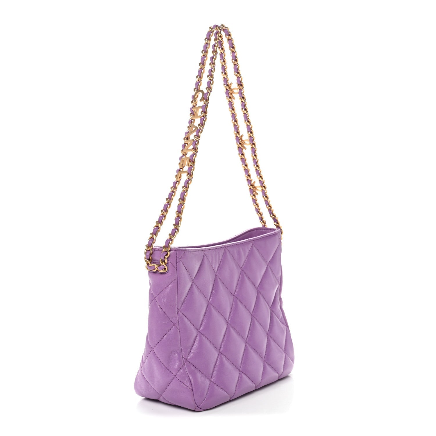 Chanel Lambskin Quilted Small Pick Me Up Hobo Purple