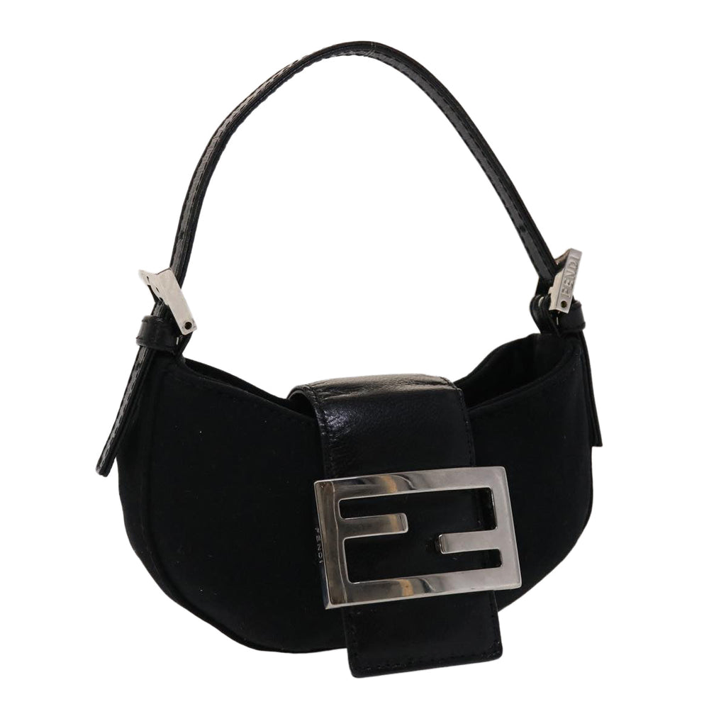 FENDI Mini Mamma Baguette Pouch Nylon Leather Black  47384