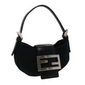 FENDI Mini Mamma Baguette Pouch Nylon Leather Black  47384