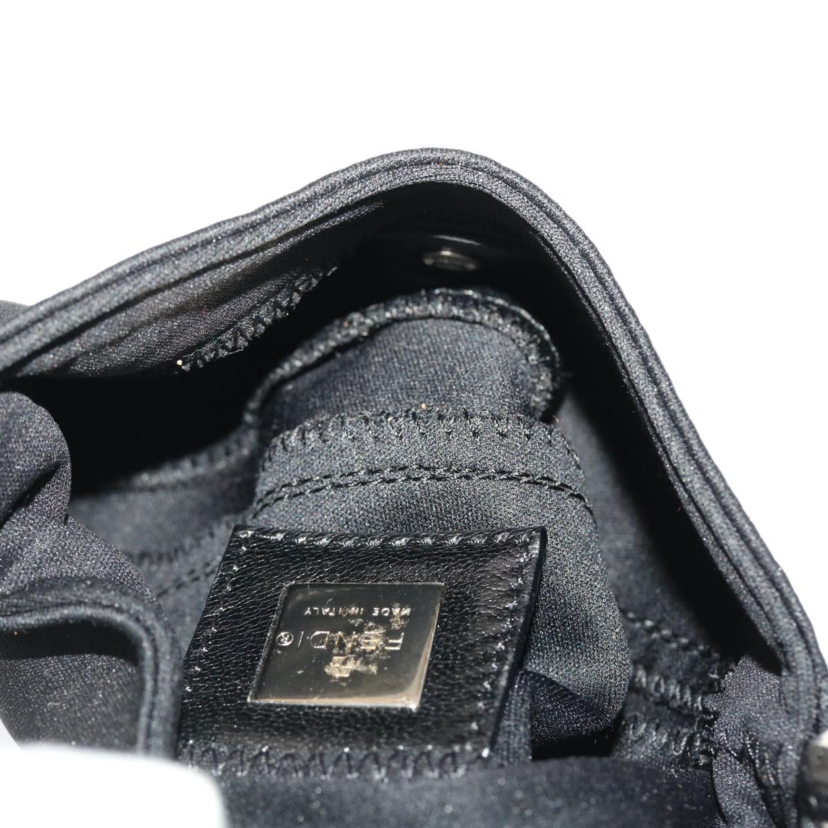 FENDI Mini Mamma Baguette Pouch Nylon Leather Black  47384