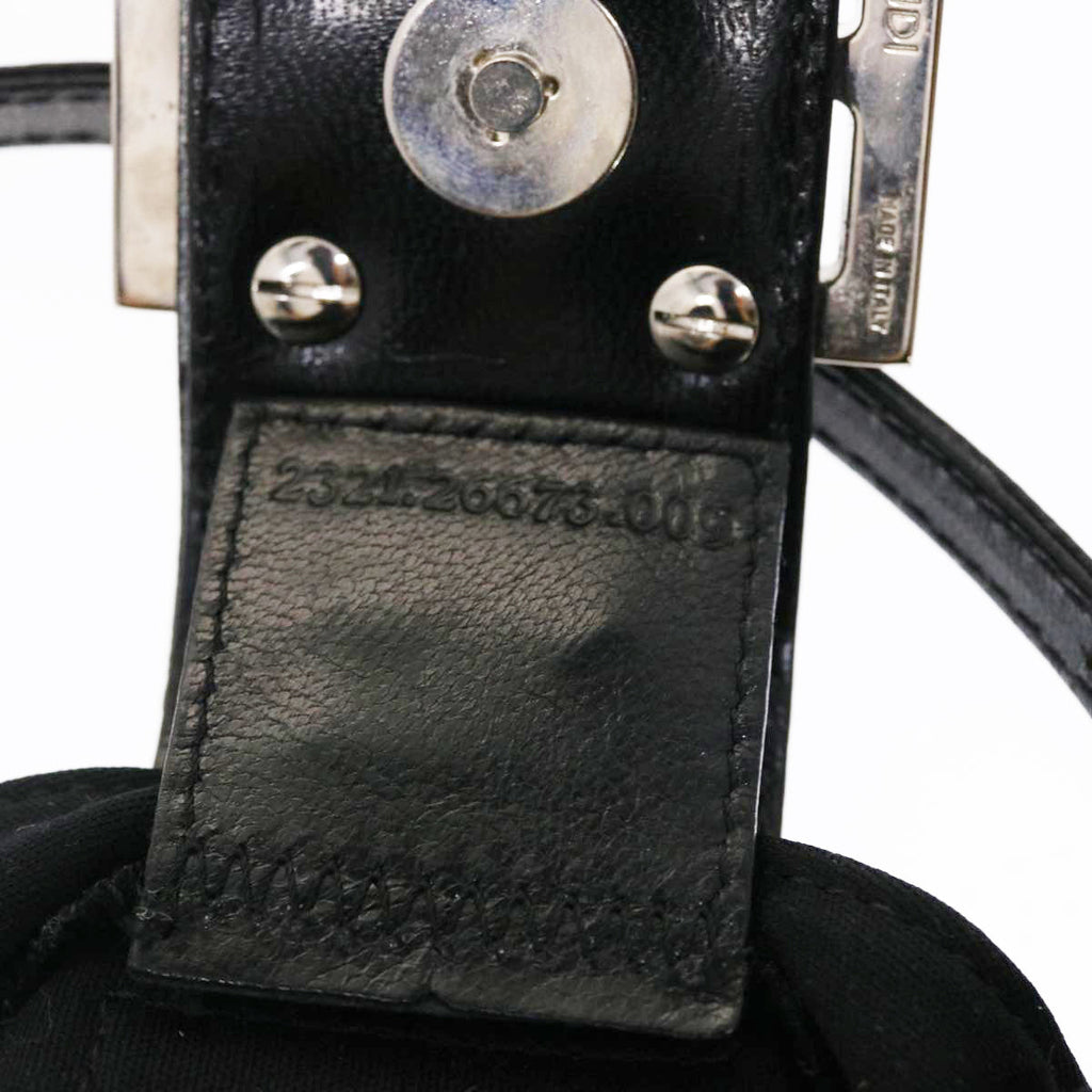 FENDI Mini Mamma Baguette Pouch Nylon Leather Black  47384