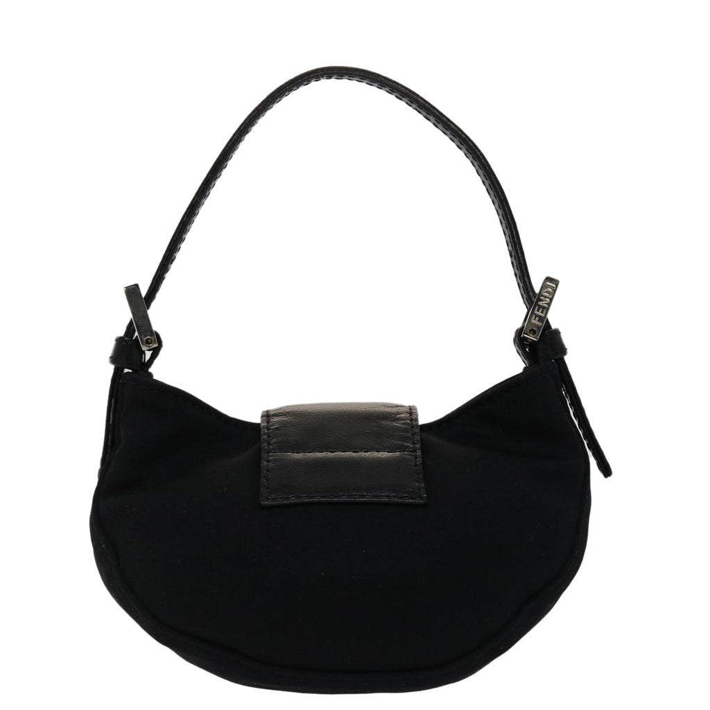 FENDI Mini Mamma Baguette Pouch Nylon Leather Black  47384