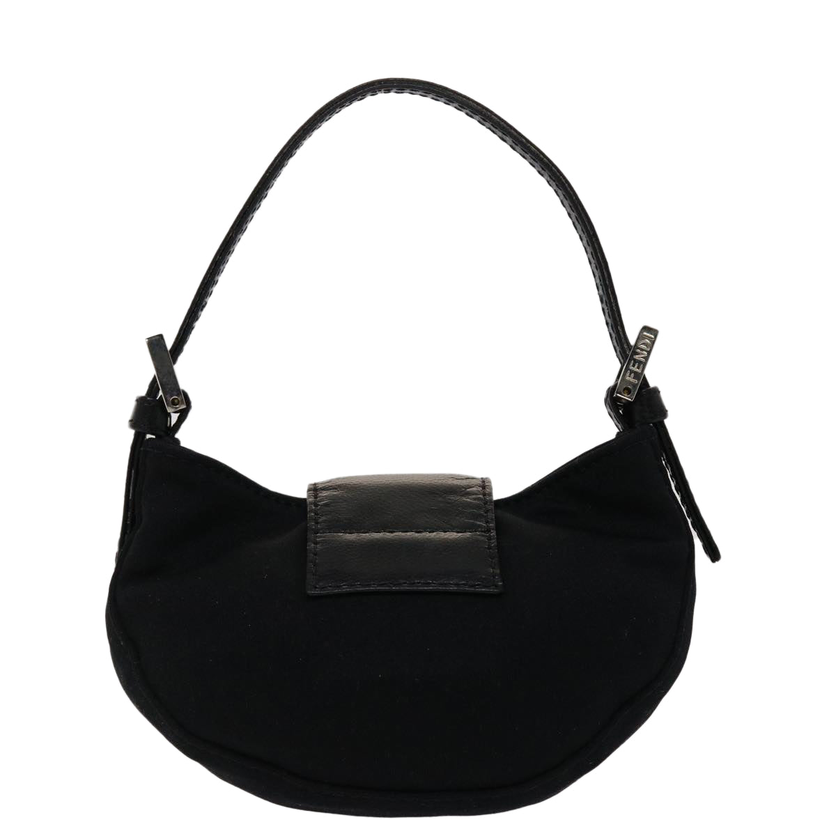 FENDI Mini Mamma Baguette Pouch Nylon Leather Black  47384