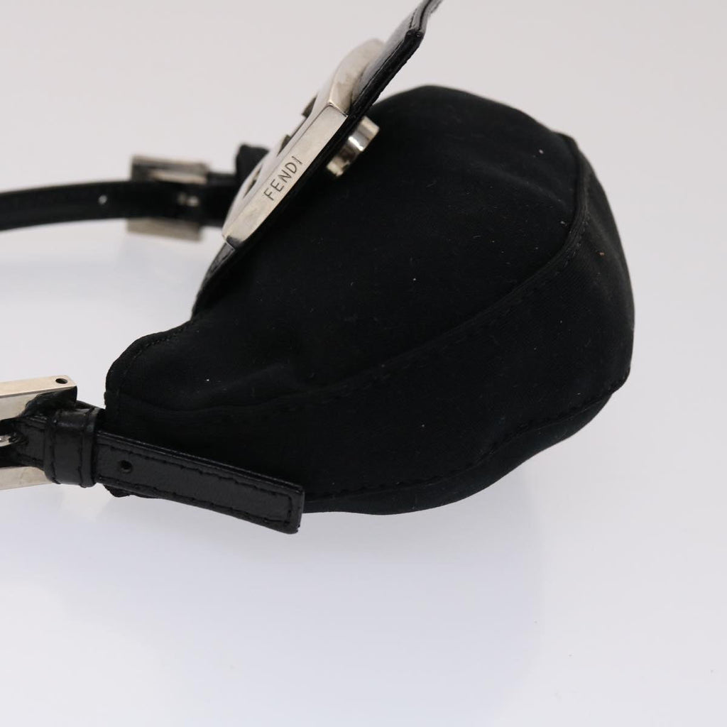 FENDI Mini Mamma Baguette Pouch Nylon Leather Black  47384