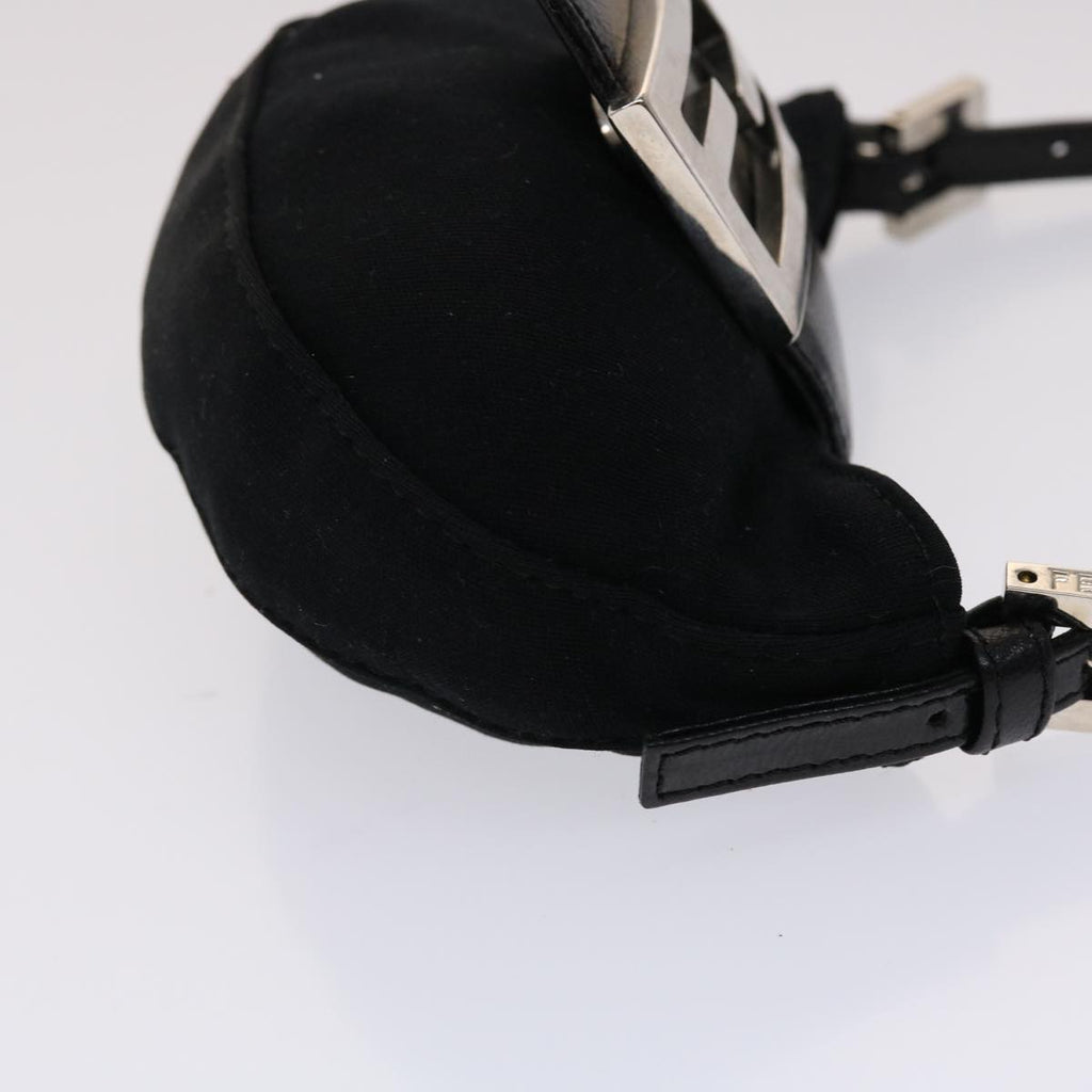 FENDI Mini Mamma Baguette Pouch Nylon Leather Black  47384