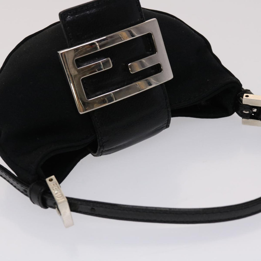 FENDI Mini Mamma Baguette Pouch Nylon Leather Black  47384