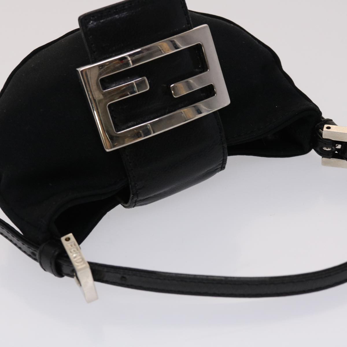 FENDI Mini Mamma Baguette Pouch Nylon Leather Black  47384