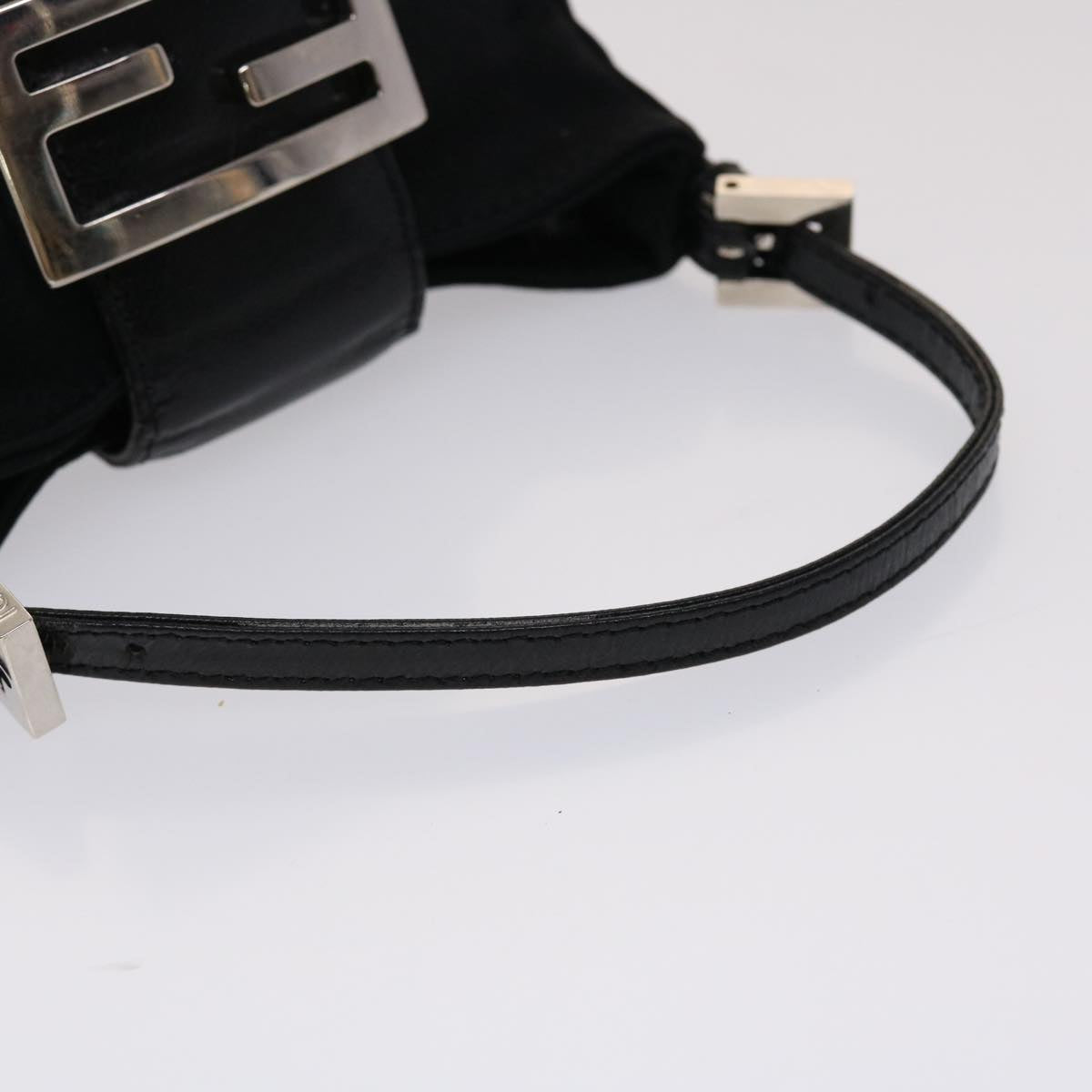 FENDI Mini Mamma Baguette Pouch Nylon Leather Black  47384